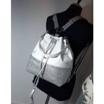 Bucket bag ezüst-fehér