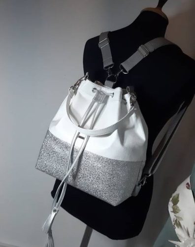 Bucket bag ezüst-fehér