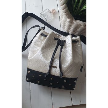 Bucket bag PHOEBE drapp-fekete oldaltáska