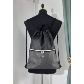 GYMBAG fekete/fekete csillámos zsebbel