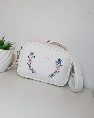 LIGHT CROSSBAG KICSI FEHÉR festett virágokkal