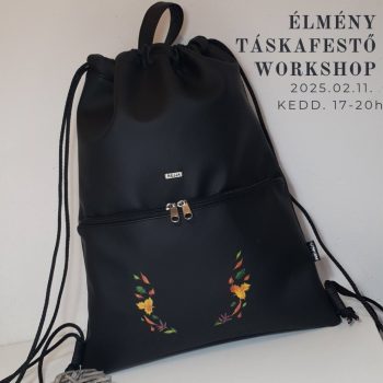  ÉLMÉNY TÁSKAFESTŐ WORKSHOP 2025.02.11. 17-20h * Fekete gymbag